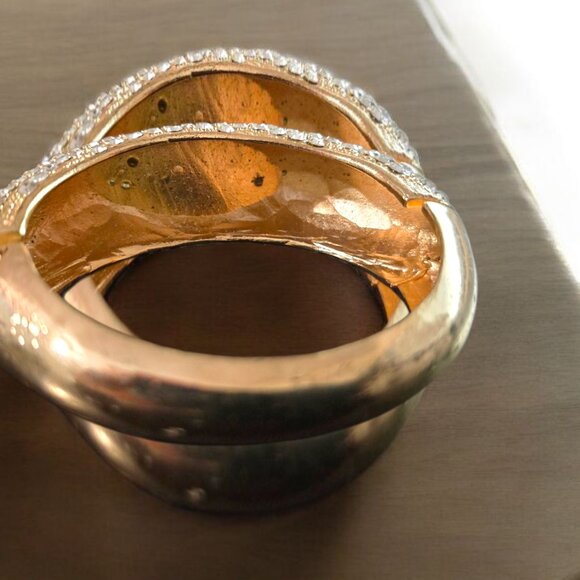 Elegant Gold-Finish Bangle Bracelet with Sparkling Crystal Rhinestones – Dressy - Picture 6 of 6